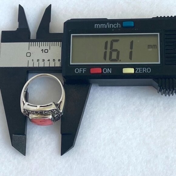 Sterling Silver 925 Square Pink Swirl Enamel Marcasite Halo Ring Sz 6.75 6g - Picture 14 of 16